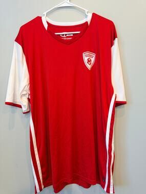 Challenger Teamwear Soccer Coach Jersey Red White Men's Size AXL